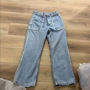 Zara Blue Wide Leg Flare Jeans High Waisted